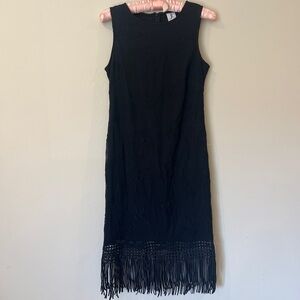 Julia Jordan Floral Embroidery Fringe Trim Sleeveless Sheath Dress Sz 4 OWO